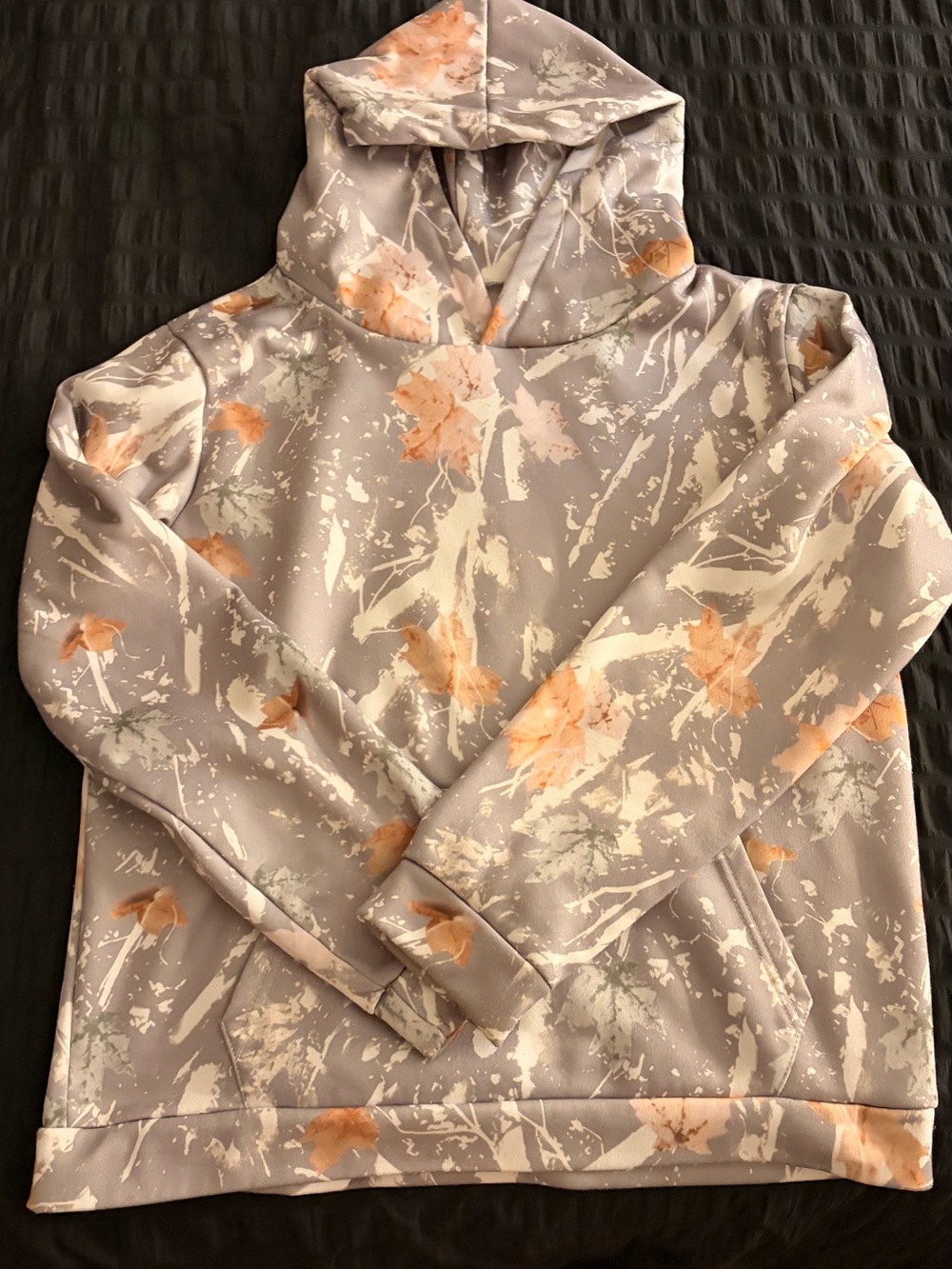 Cute Women's Camo Hoodie - Gray & Peach